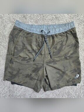 Laguna Swim Shorts Mens XL Compression Liner Hybrid Beach Hybrid Green Camo